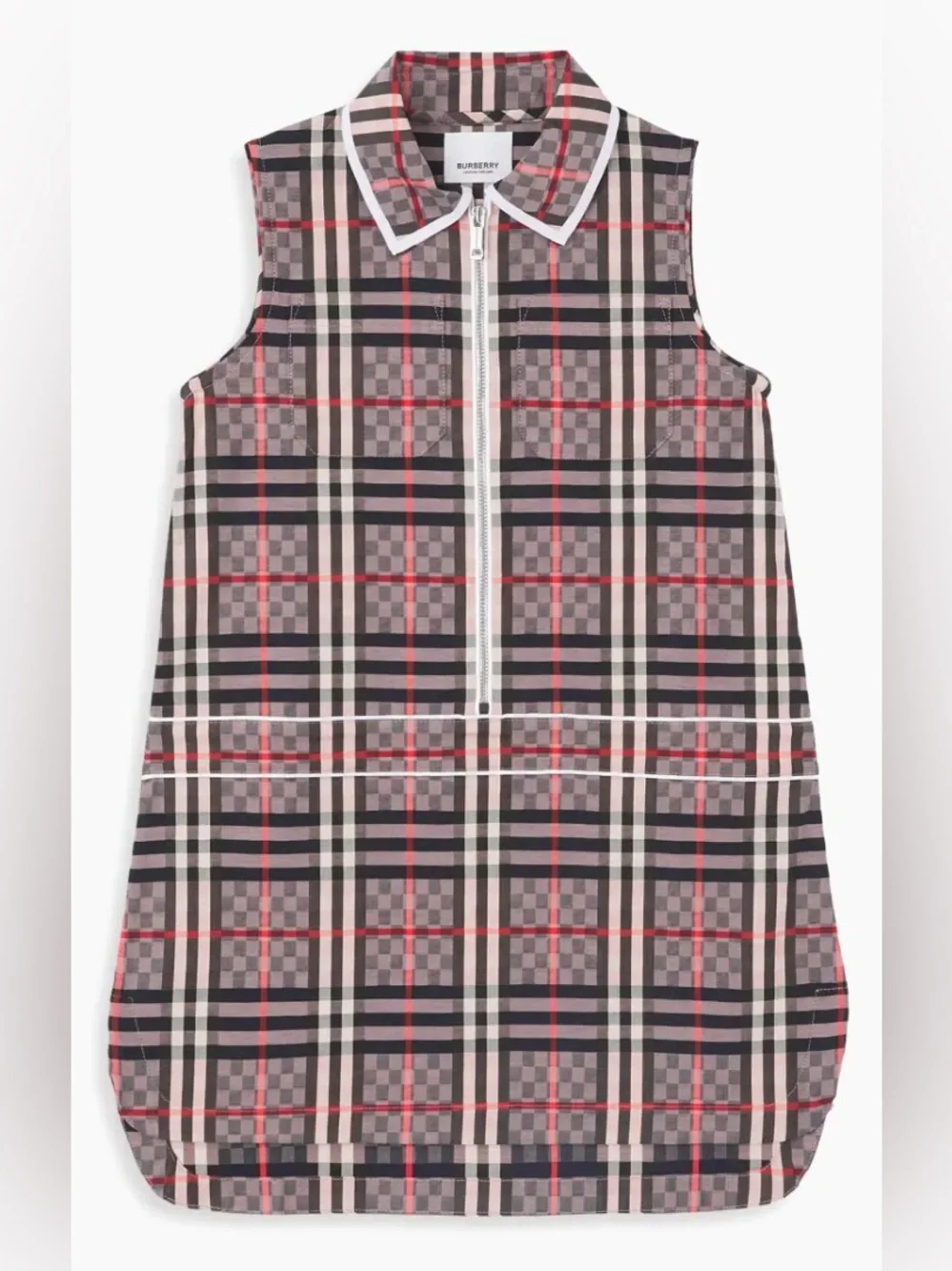 Burberry Girl's Carlotta Checkerboard Plaid Collared Sleeveless Dress size 10Y